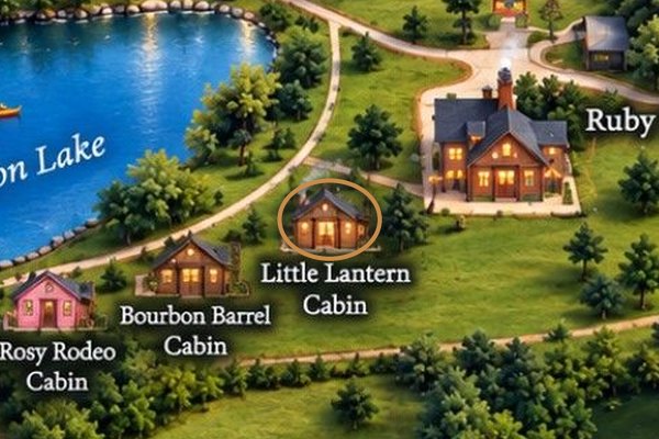 Ruby Ranch map with Little Lantern Cabin — Hot Tub on the Farm circled