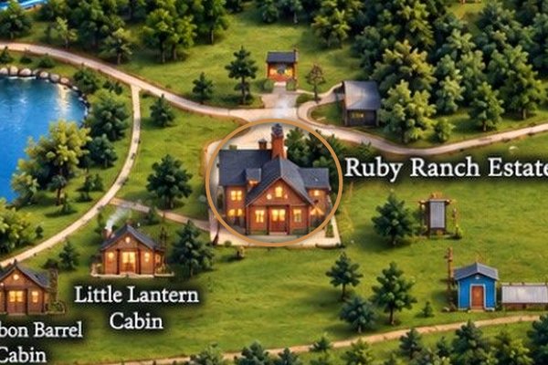 Ruby Ranch map with Ruby Ranch House — Six Bedrooms, Sleeps 14 circled